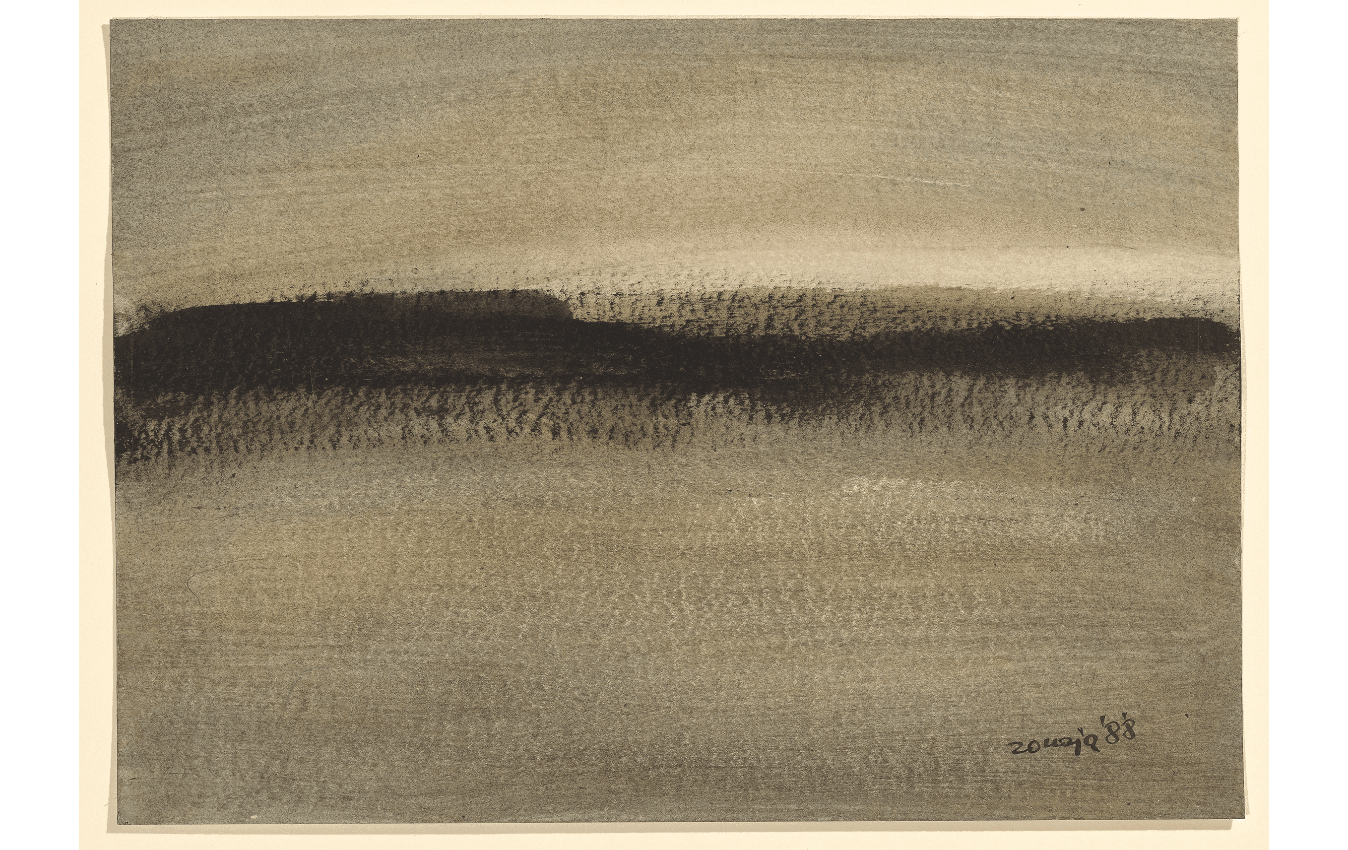 Abb. 1: Ohne Titel (Kaschubisches Stimmungsbild), Zofia Nałęcz-Jawecka alias Zonaja, 1988, Mischtechnik auf Pappe, Masse 242 × 339 mm, in Privatbesitz © Zonaja und Oliwia Murawska
