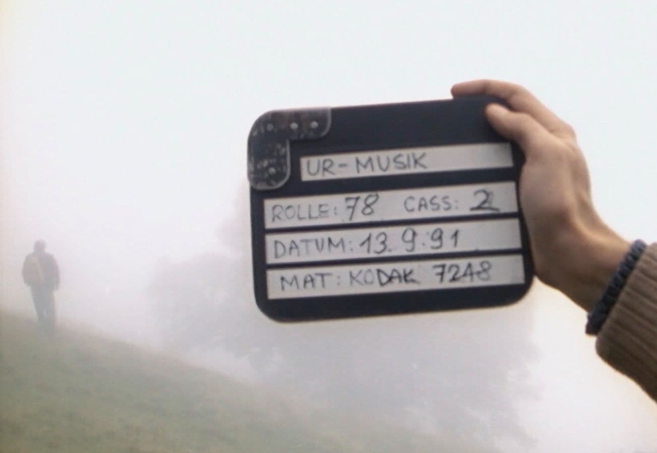 Filmklappe zu den Aufnahmen von einer Schafherde im Entlebuch mit Schäfer Paul Hirschi, 13.9.1991. Screenshot aus SGV_1003F_00091.